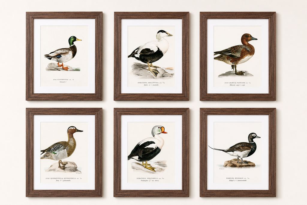 Set of six duck prints