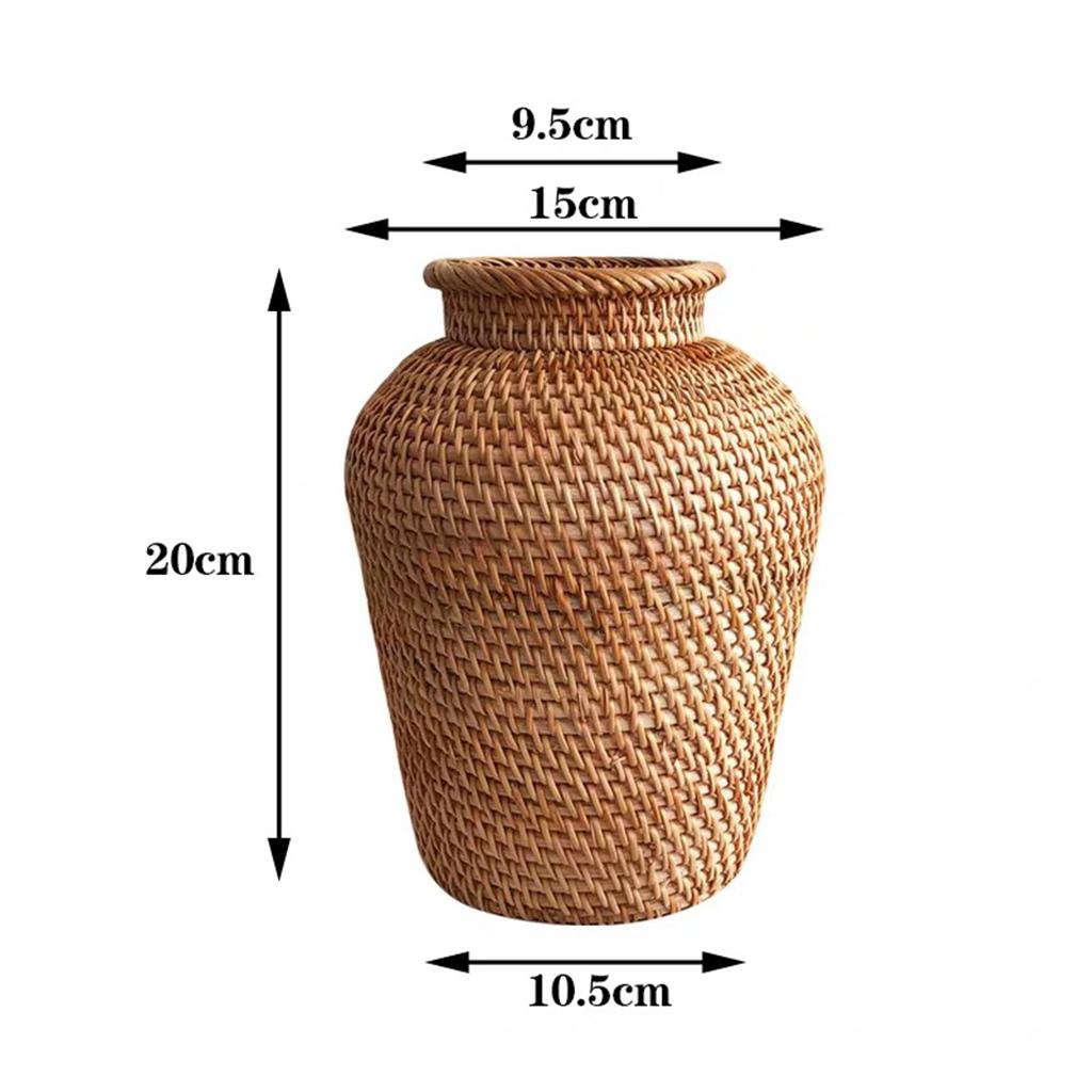 Rattan vase with faux stems