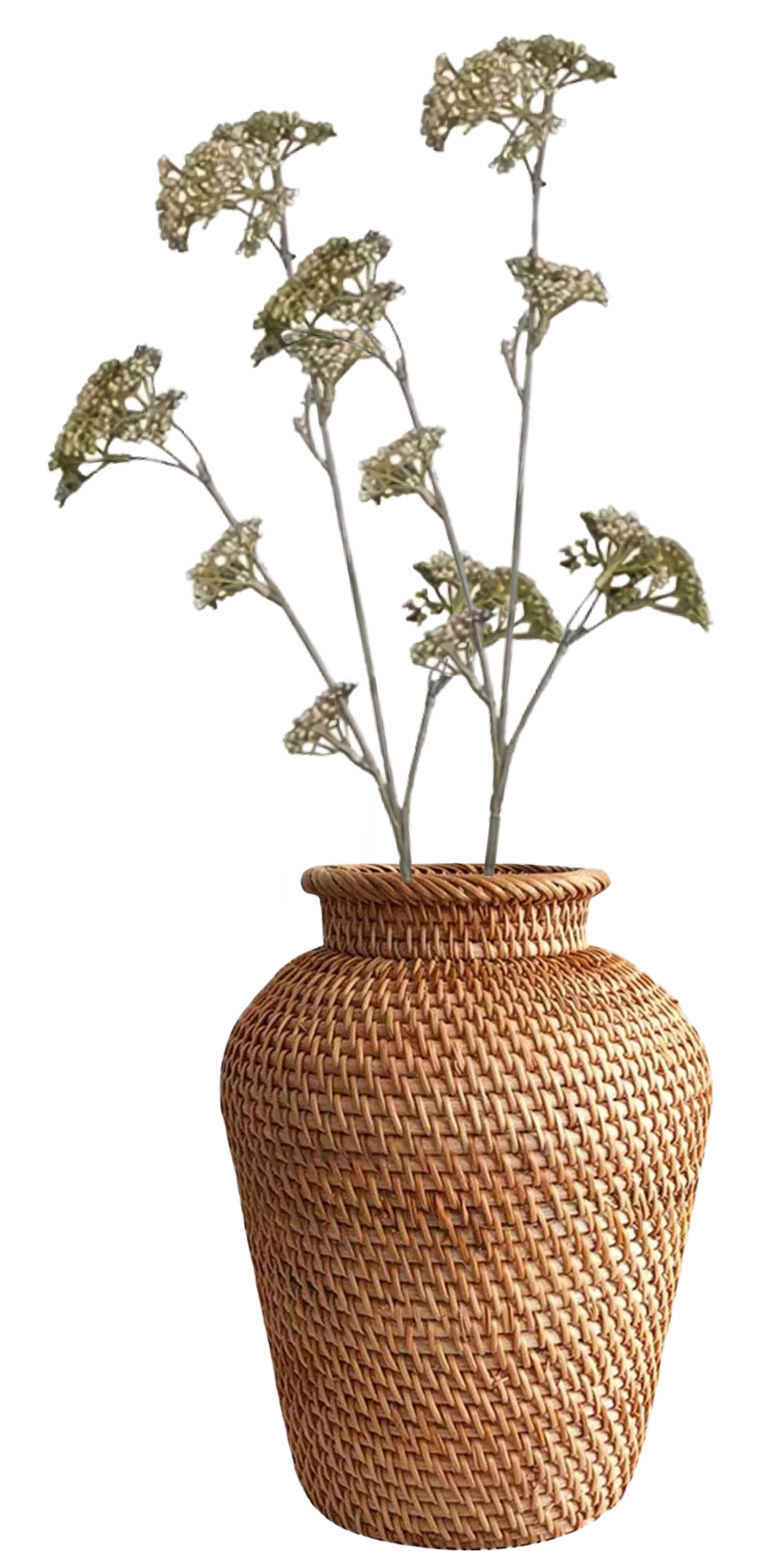 Rattan vase with faux stems